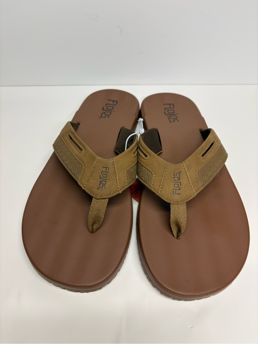 Flojos Mens Reef-style Brown Tan Flip Flop Sandals Size 12 NWT